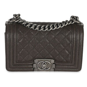 Chanel Brown Quilted Caviar Small Boy Bag